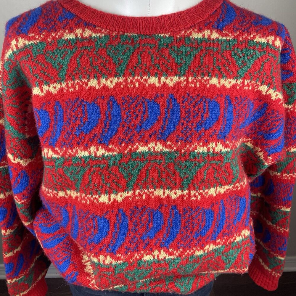 vintage Retro mark shale Scotland Wool Hand Loom knit sweater pullover crewneck - Picture 3 of 9